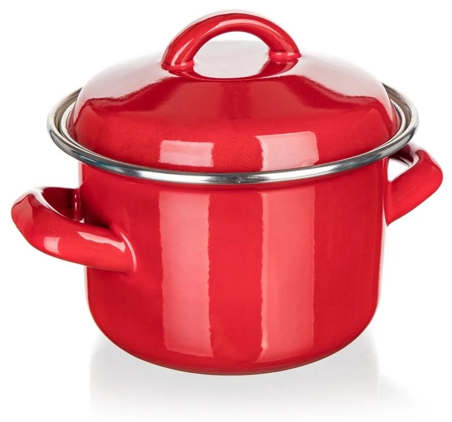 Banquet Garnek emaliowany z pokrywką Milton red, 12 cm, 0,78 l, 12 cm