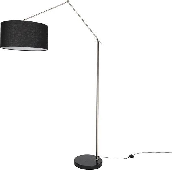 Lampa podłogowa stalowa regulowana z czarnym kloszem 50 cm - Editor