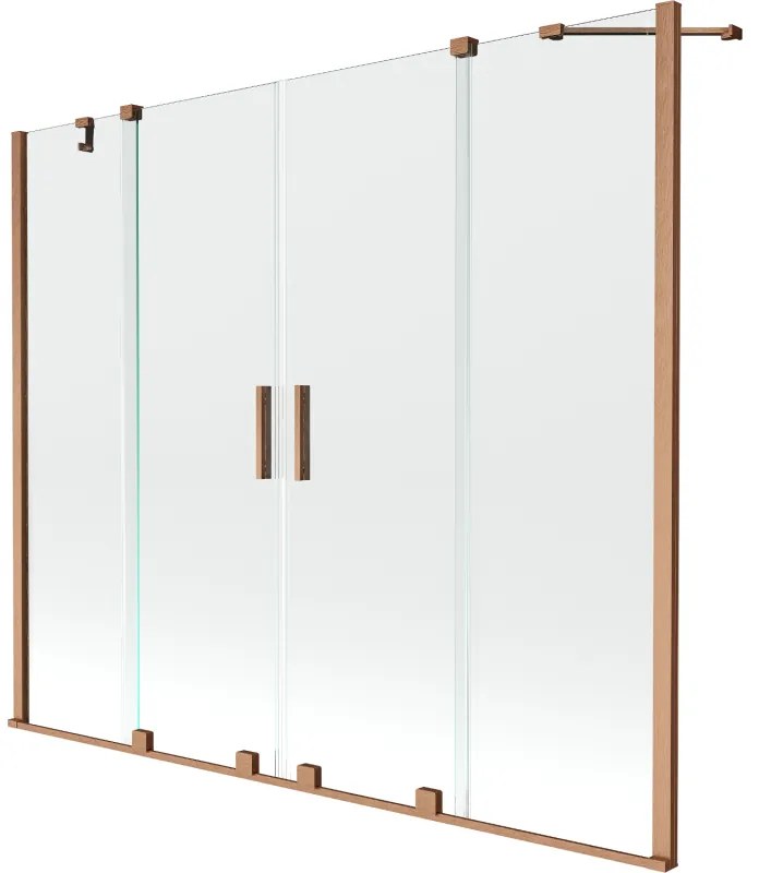 Mexen Velar Duo parawan nawannowy 2-skrzydłowy rozsuwany 200 x 150 cm, transparent, miedź szczotkowana - 896-200-000-02-65