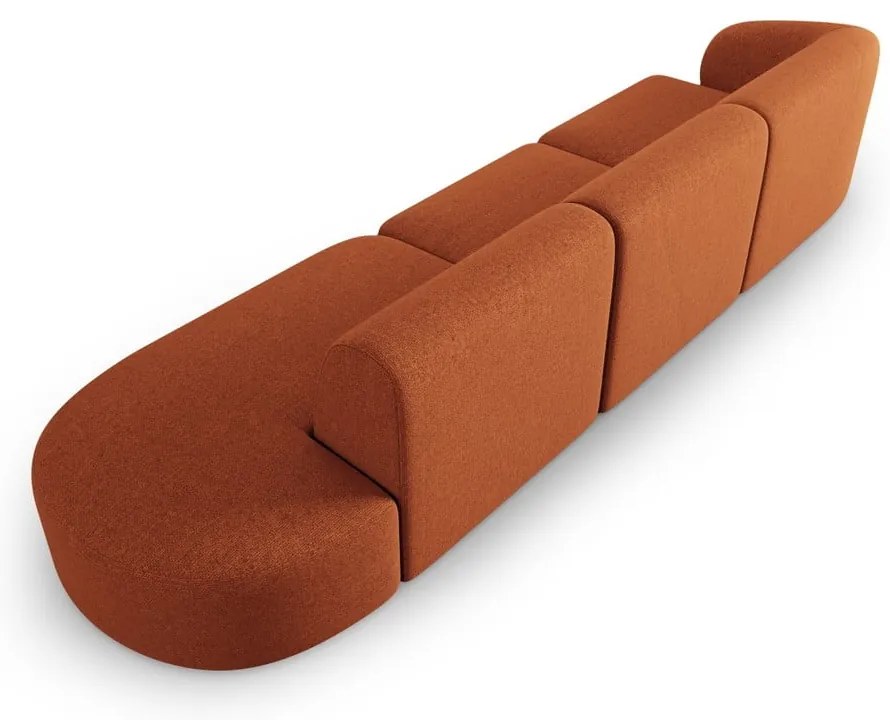 Sofa z tkaniny szenilowej lewostronna w kolorze terakoty 311 cm Paolo – Milo Casa