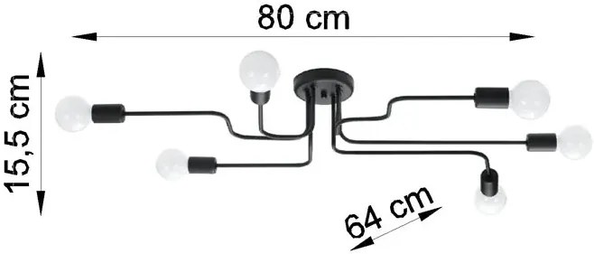 Biała sześcioramienna lampa sufitowa w stylu loft - A627-Brif