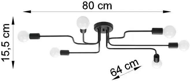Biała sześcioramienna lampa sufitowa w stylu loft - A627-Gray