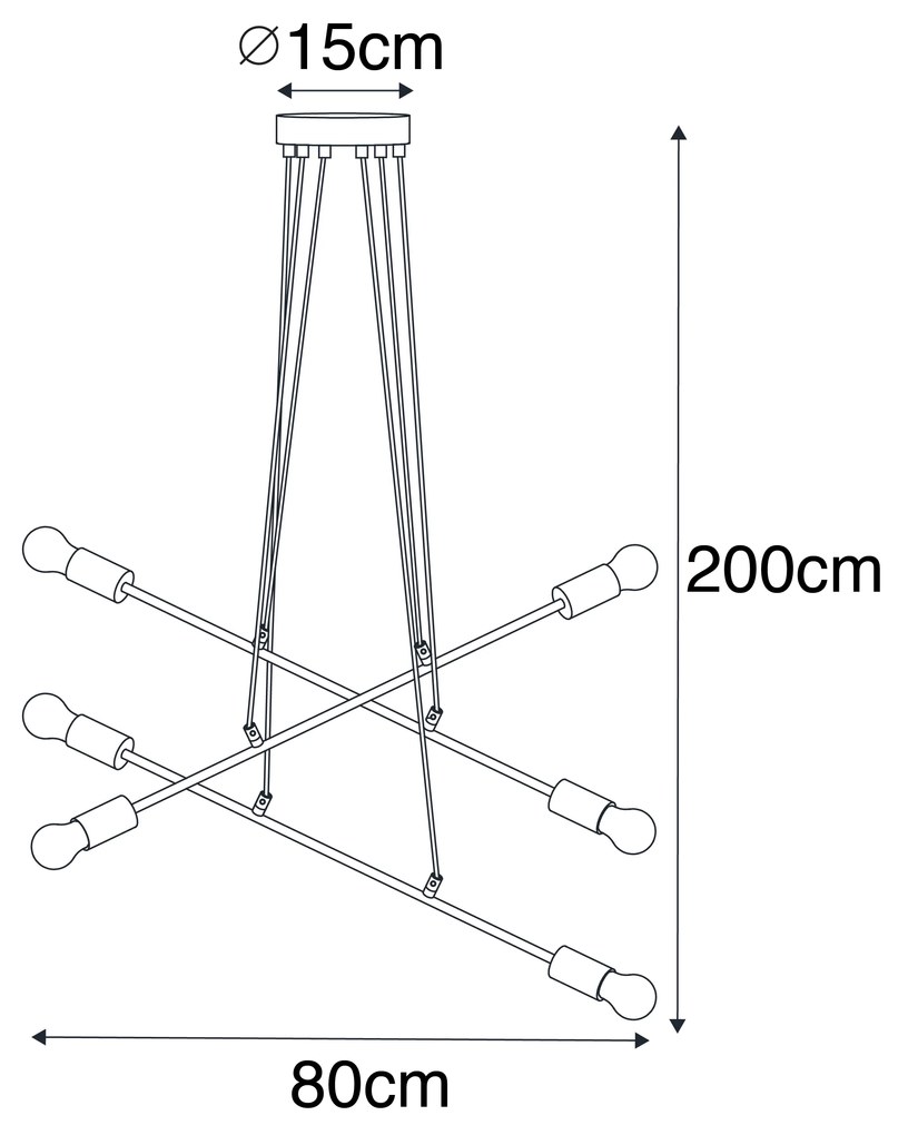 Nowoczesna lampa wisząca czarna 80 cm 6 świateł - Sydney Nowoczesny Oswietlenie wewnetrzne