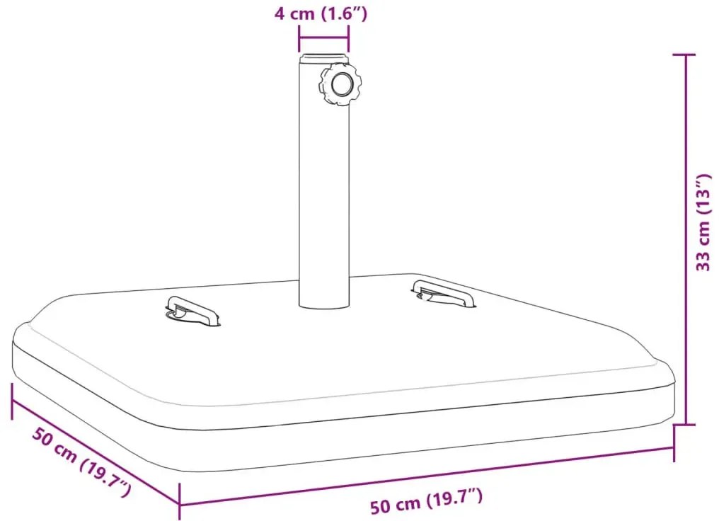 Kwadratowa podstawa pod parasol z uchwytami R6-R55