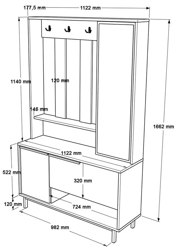 Wieszak z półką na buty Once Walnut and Oak