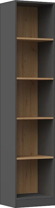 Regał Onyx R40 | Antracyt/Dąb Artisan | 40x30x182cm | Regał na książki, segregatory