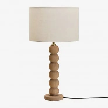 Lampa Stołowa Z Drewna Mango Soler Drewno Mango & Biały Ø30 Cm - ↑25 Cm Arlina - Sklum