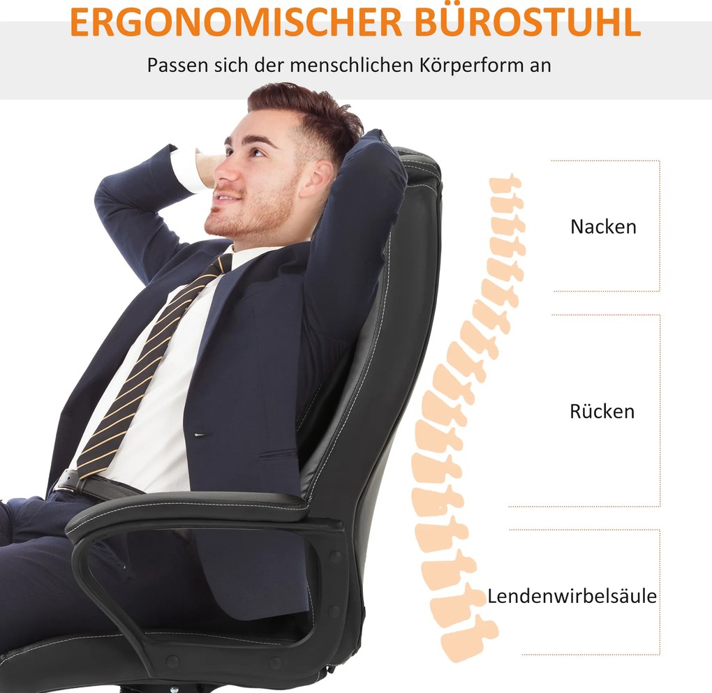 Vinsetto Krzesło biurowe z funkcją masażu, regulowany fotel dyrektorski, ergonomiczny fotel obrotowy, 6 punktów wibracyjnych, Brązowe