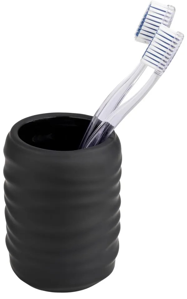 Czarny kubek na szczoteczki do zębów ceramiczny Illana – Wenko