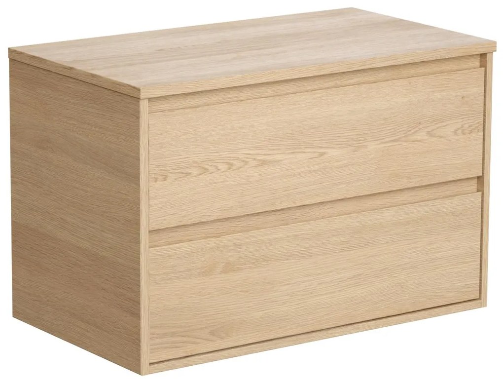 Szafka łazienkowa wisząca   pod umywalkę z blatem - Okleina dębowa - 80 cm - MILIPAM