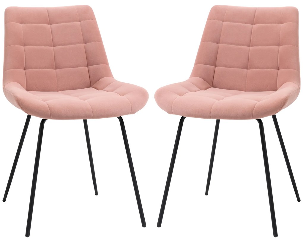 HOMCOM Krzesła Kuchenne 2 szt Retro Aksamitne Różowe Eleganckie Wygodne | Aosom PL