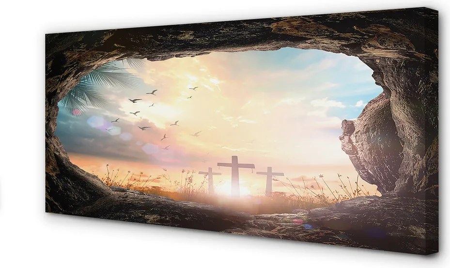 Zdjęcie na płótnie Jaskinia z Krzyżami i Ptakami