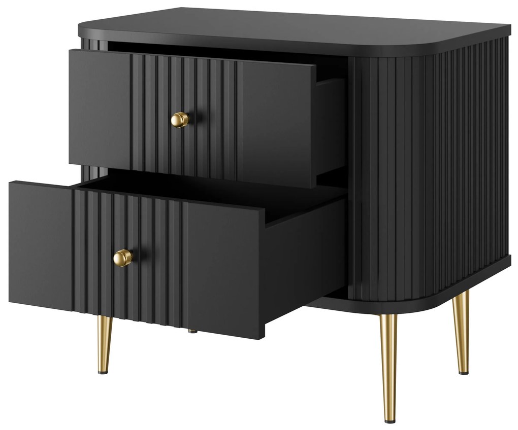 Zestaw szafek nocnych Vesper 56 cm - czarny / złote nogi