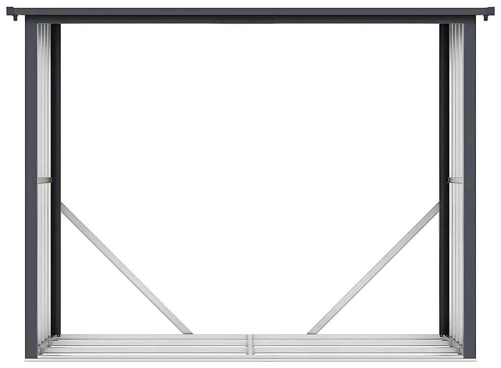 Wiata na drewno opałowe WINWOOD z metalu i stali galwanizowanej, drewnopodobna, 4,9 metra przestrzennego – 4,1 m3 – 242 × 89 × 190 cm (dł. × szer. × wys.)