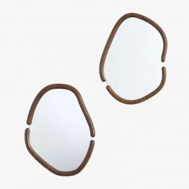 Zestaw 2 Nieregularnych Luster Ściennych Z Mdf Vixidel Ciemne Drewno - Sklum