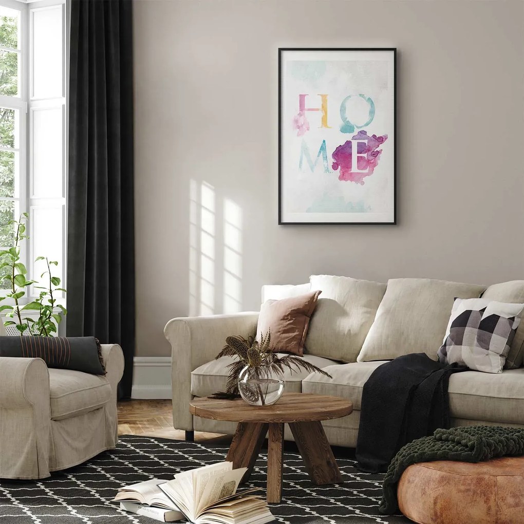 Plakat Tęczowe home 29,7x42 cm z ramą czarną z marginesem ARTGEIST B