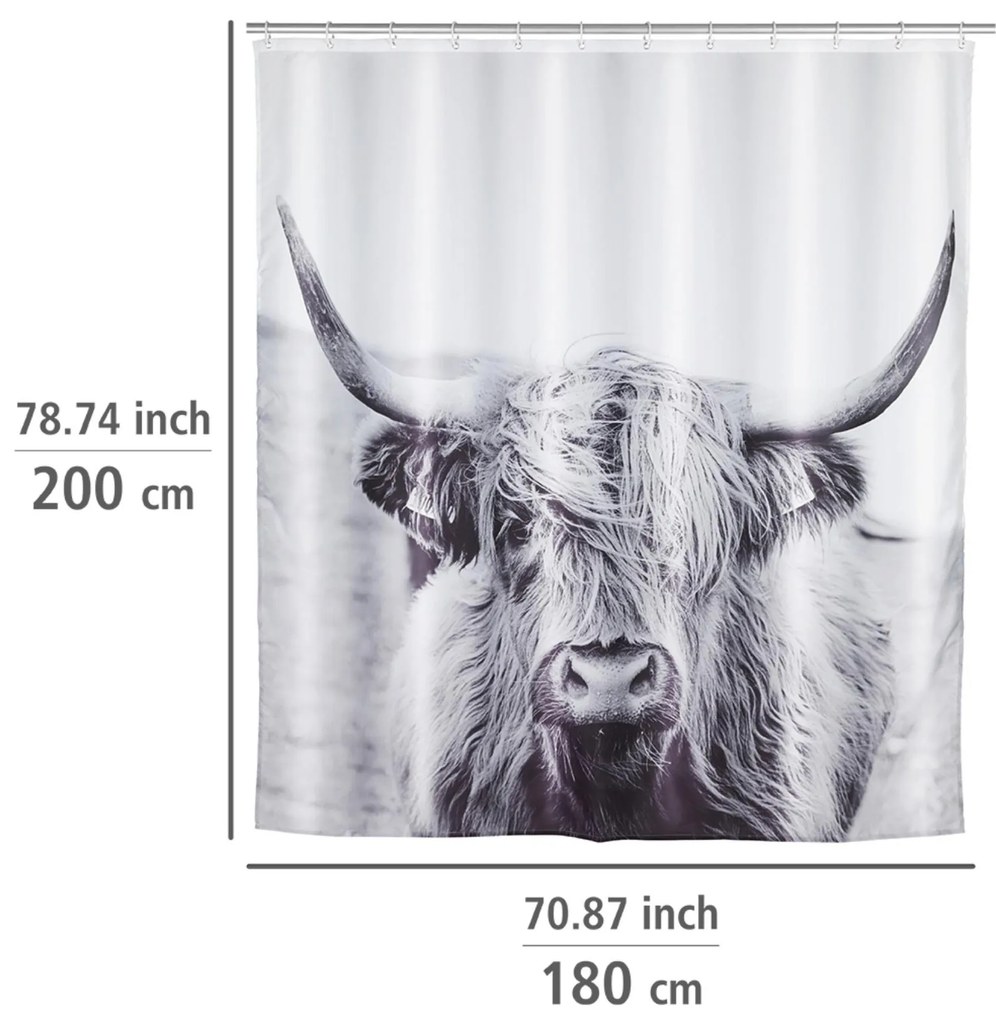 Zasłona prysznicowa YAK, 180 x 200 cm, poliestrowa, WENKO