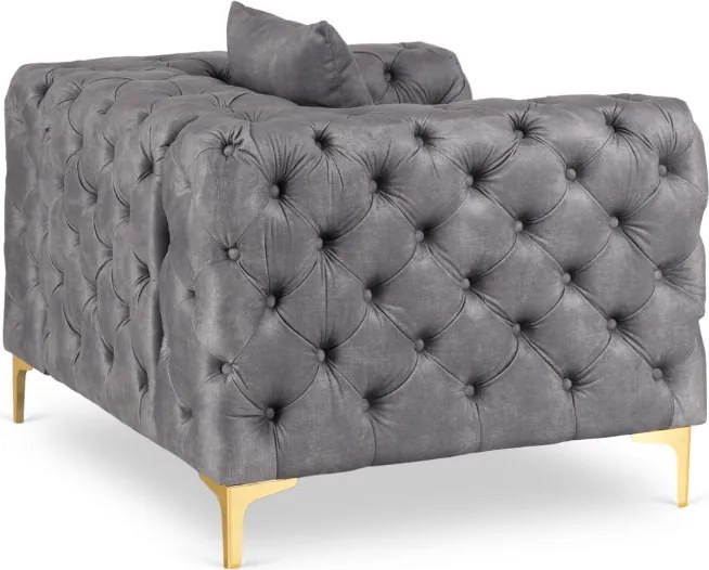 Fotel Wypoczynkowy SORRENTO 1S Szary Welurowy Nowoczesny Glamour