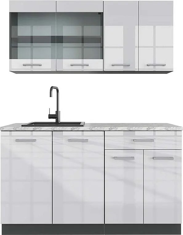 Pojedyncza kuchnia biały wysoki połysk/antracyt 140x60x81.6 r-line