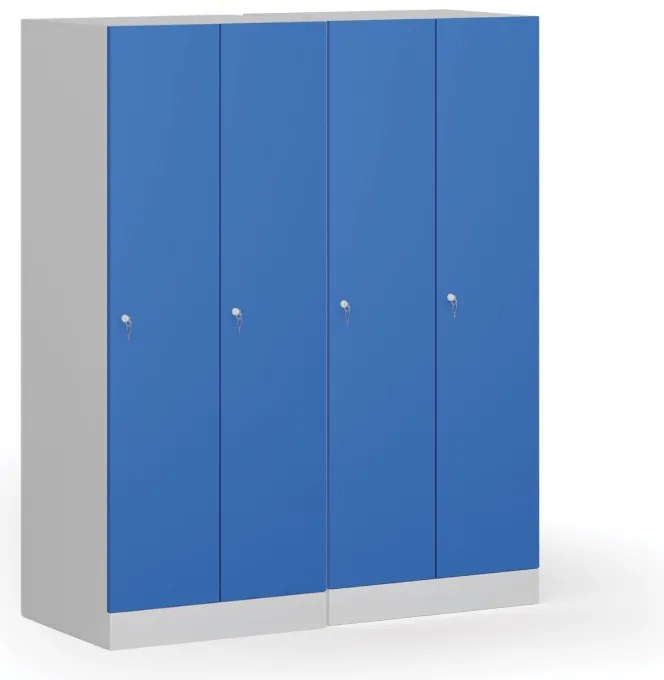 Szafka ubraniowa obniżona, 2-drzwiowa, 1500 x 600 x 500 mm, demontaż, zamek cylindryczny, drzwi zielone