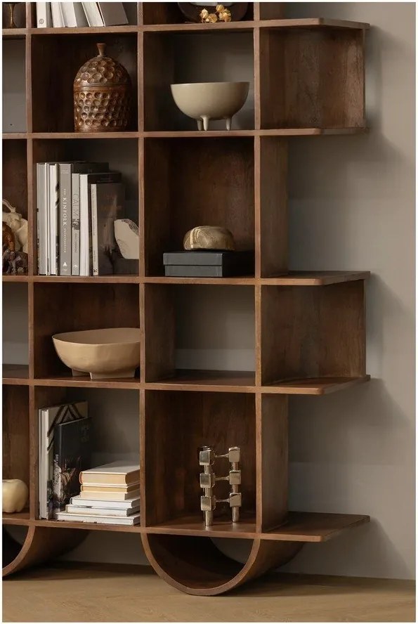 Ciemnobrązowy regał z litego drewna mango 130x180x35 cm Sinne – WOOOD