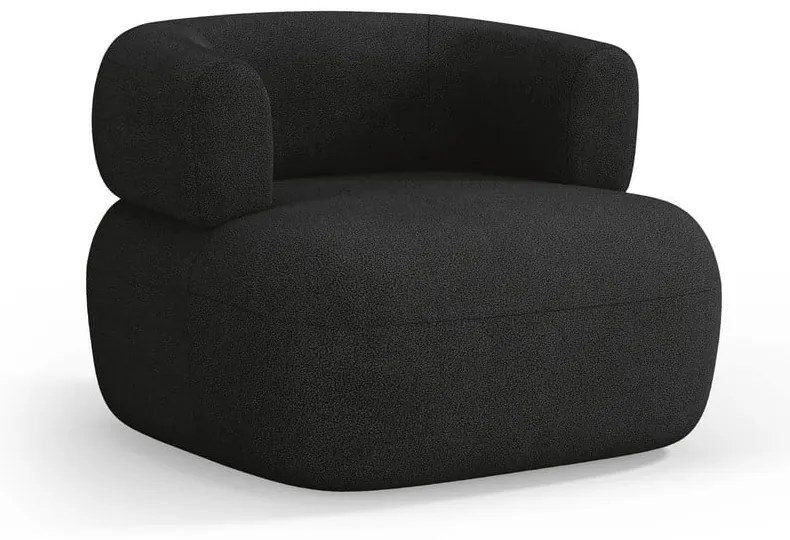 Czarny fotel z materiału bouclé Jenny – Micadoni Home