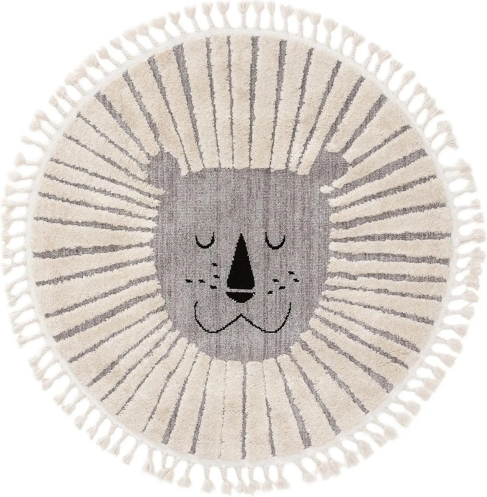 Dywan z lwem do pokoju dziecięcego MOMO ø 120 cm