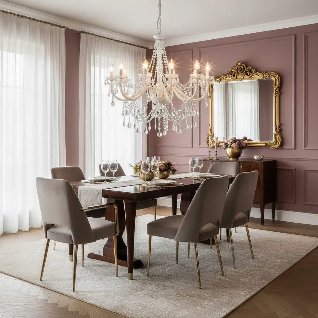 Biały kryształowy żyrandol świecznikowy - 5X EX99 F1-H17