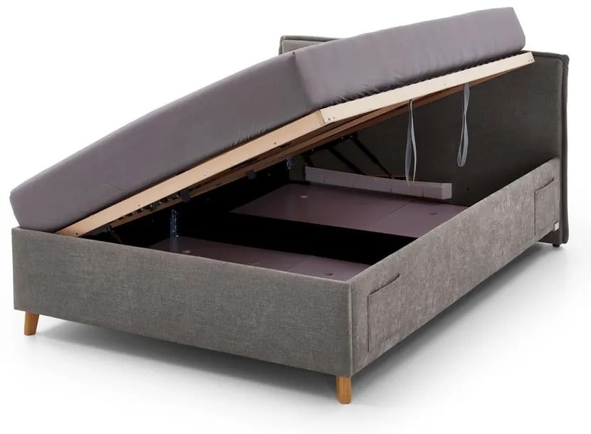 Szare tapicerowane łóżko dziecięce ze schowkiem ze stelażem 120x200 cm Fun – Meise Möbel