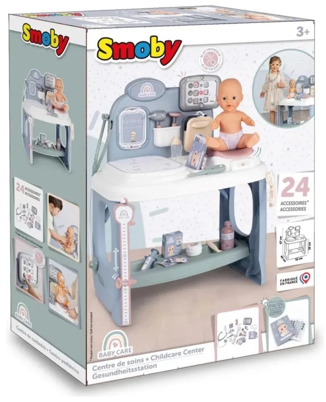 Smoby baby care centrum medyczne opieki dla lalek z elektronicznym tabletem + 24 akc.