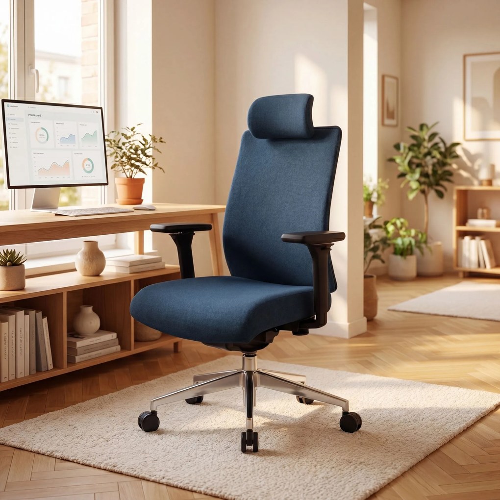 Fotel biurowy ergonomiczny ciemnoniebieski VECTOR