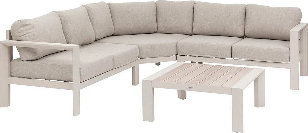 Narożny zestaw aluminiowy VANCOUVER dla 7 osób (kość słoniowa)