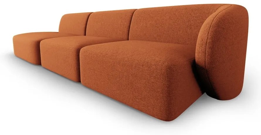 Sofa z tkaniny szenilowej prawostronna w kolorze terakoty 311 cm Paolo – Milo Casa