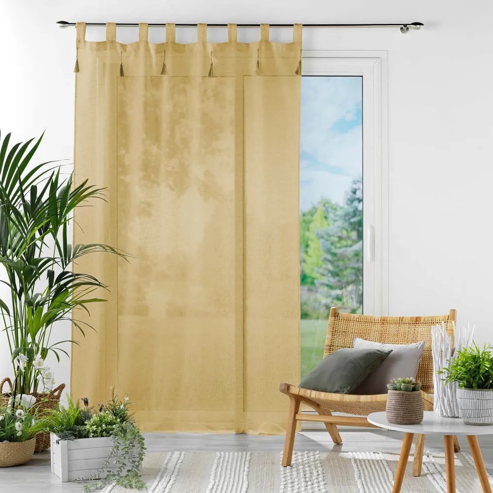 Żółta firanka 140x240 cm Dalila – douceur d'intérieur
