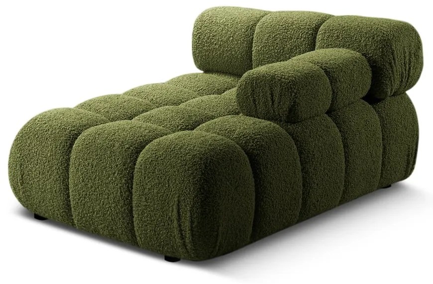 Zielony moduł sofy z materiału bouclé (prawostronny) Bellis – Micadoni Home