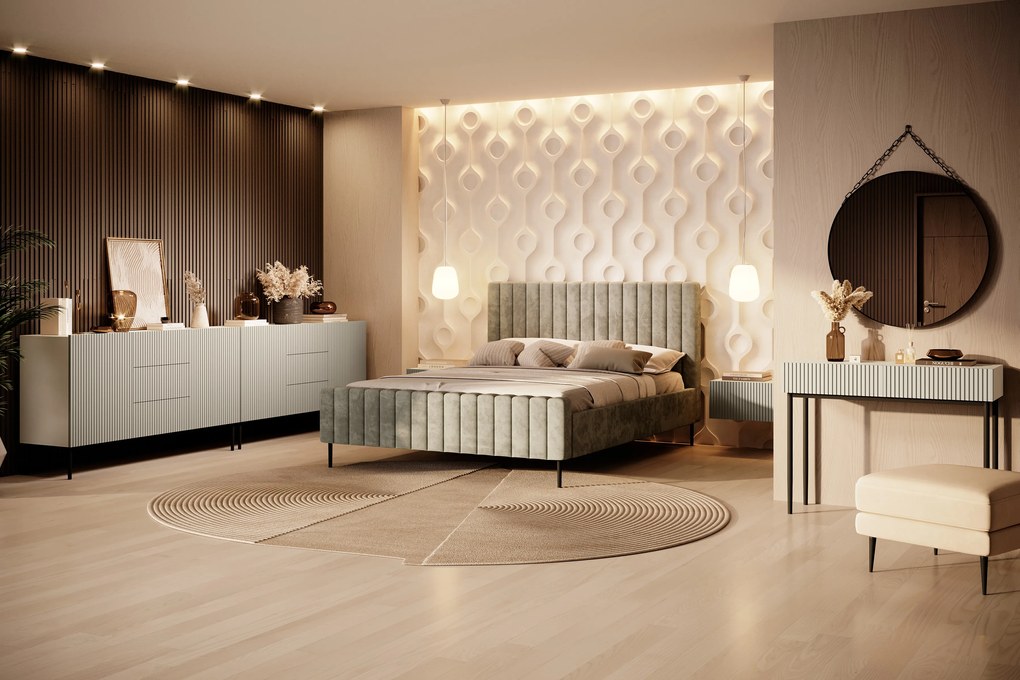 Toaletka Nicole 100 cm z szufladami - kaszmir / czarne nóżki