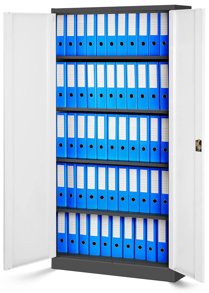 Zestaw 4x biurowa szafa metalowa na akta JAN H, 900 x 1950 x 400 mm, antracytowo-biała