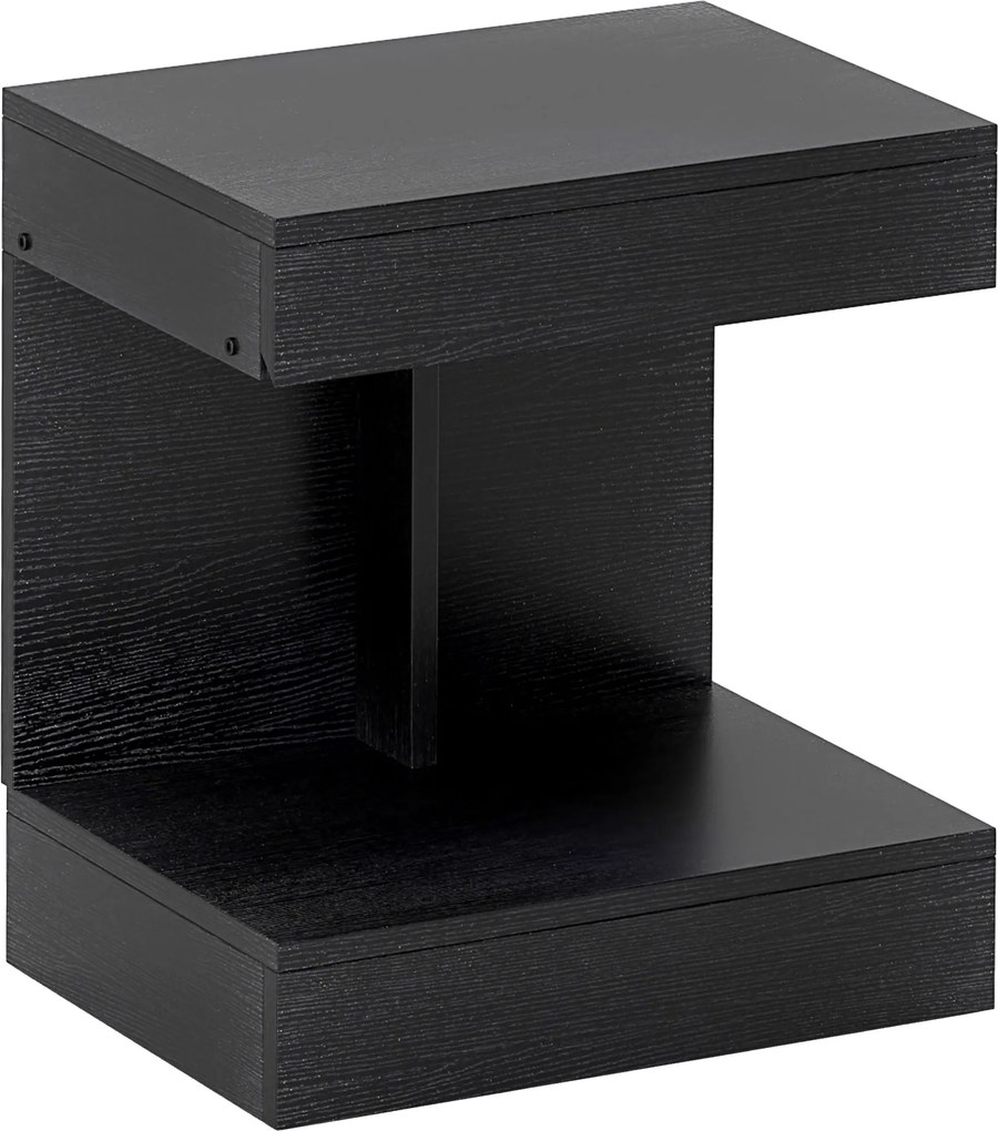 HOMCOM Szafka nocna, stolik pomocniczy z szufladą i półką, Nowoczesny stolik sofa z regałem na różne pomieszczenia, Czarny
