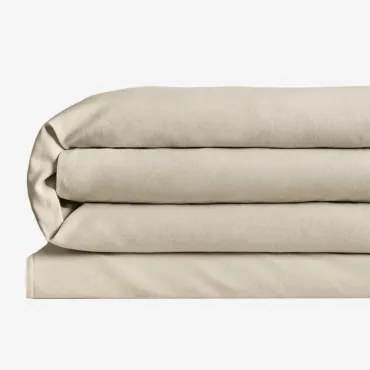 Lniana Poszwa Na Kołdrę Sorana 160g/m² Kremowa Semoline & Łóżko 135/140cm (220 X 220 Cm) - Sklum