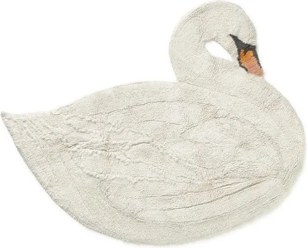 Kremowy bawełniany dywan dziecięcy tkany ręcznie odpowiedni do prania 100x120 cm Swan – Lorena Canals