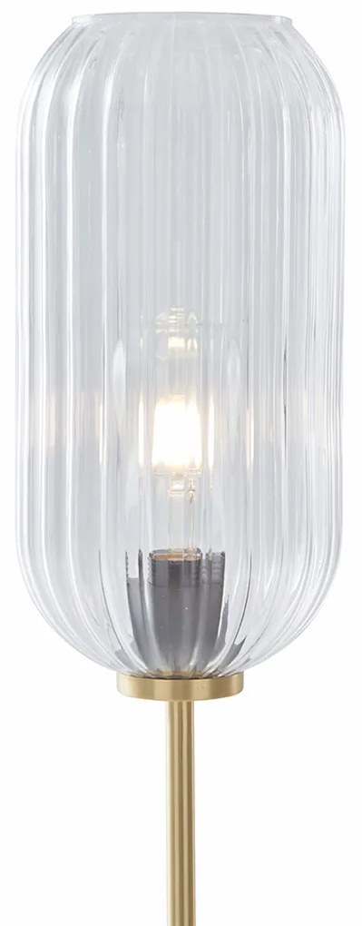 Lampa podłogowa w stylu art deco z mosiądzu z przezroczystym szkłem - Rid ArtDeco Oswietlenie wewnetrzne