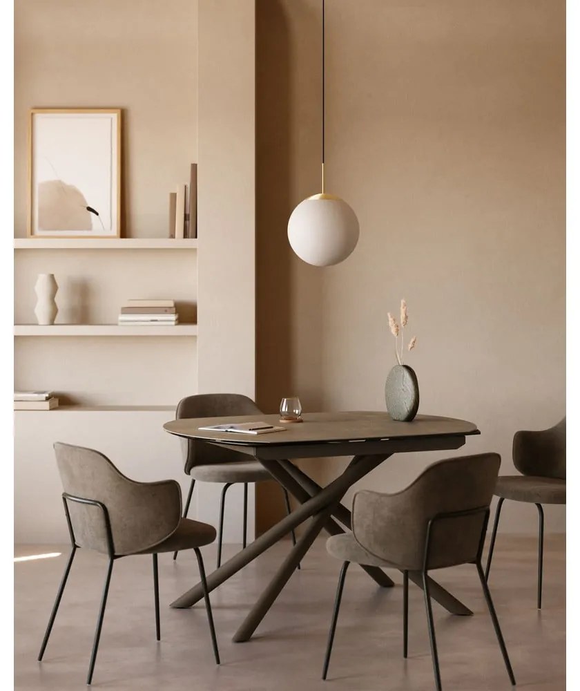 Biała/w kolorze złota lampa wisząca ze szklanym kloszem ø 30 cm Mahala – Kave Home