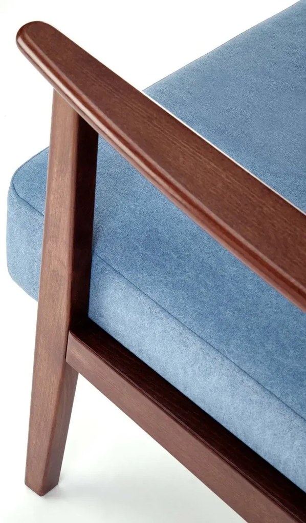 Sofa MILANO 2S niebieska/orzech dwuosobowa HALMAR