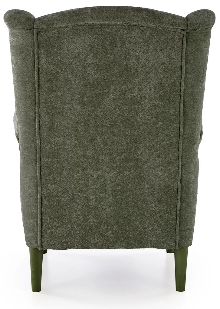 Fotel wypoczynkowy klasyczny uszak HERMES oliwkowy tkanina MARKOS 14-#12