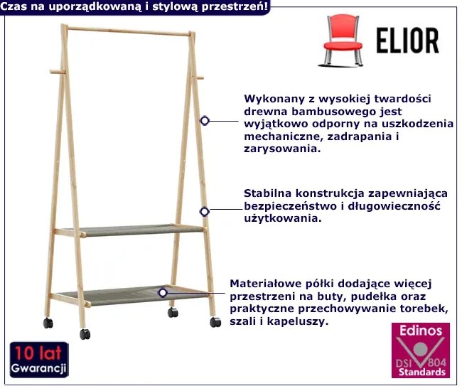Wieszak wolnostojący na kółkach 96cm - Agno 3X