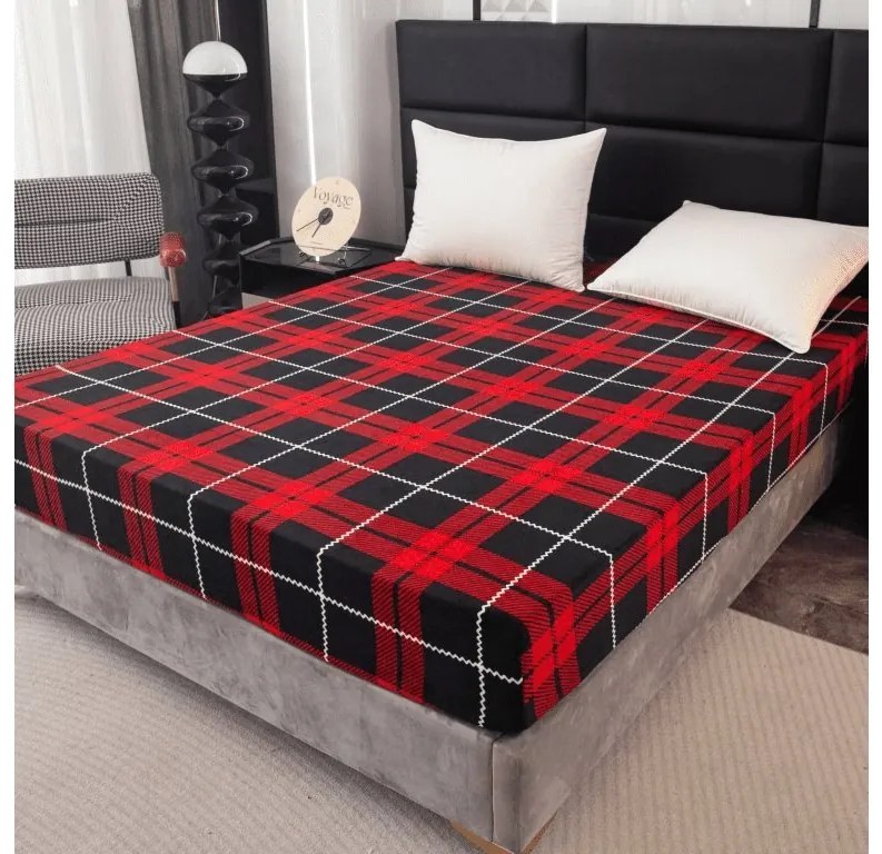 PrzytulneMieszkanie.pl Prześcieradło z mikropluszu ALBURY 200x200 cm czerwone