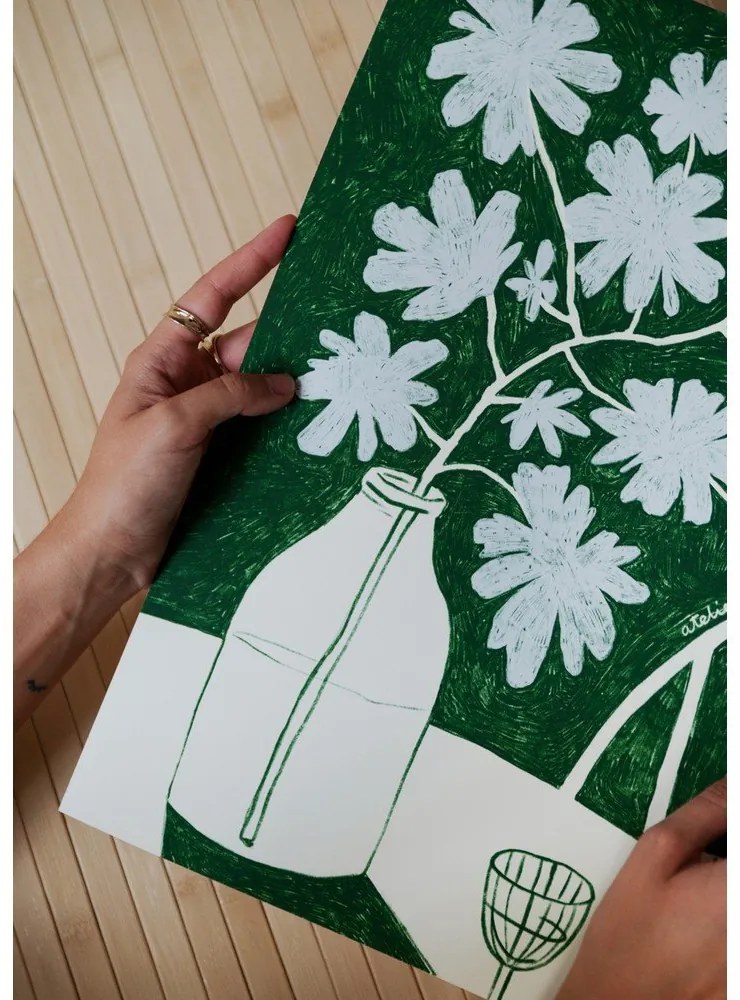 Plakat 30x40 cm Blue Flowers &amp; Red Wine – Anouk van Cleef – The Poster Club