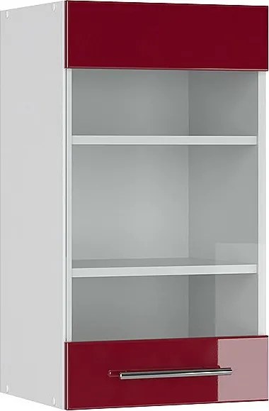 Szklana szafka kuchenna bordowa czerwień wysoki połysk 40x34.1x72 fame-line