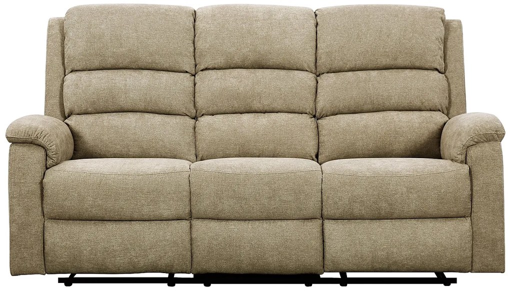 Kanapa 3-osobowa z elektryczną funkcją relax z tkaniny taupe  ze stolikiem NEVERS