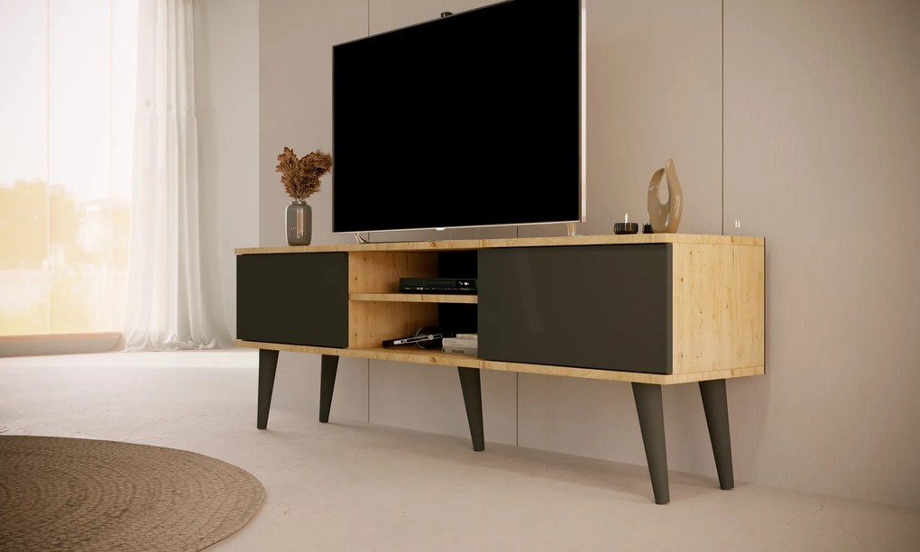Skandynawska szafka RTV Toronto 160 dąb artisan/czarny